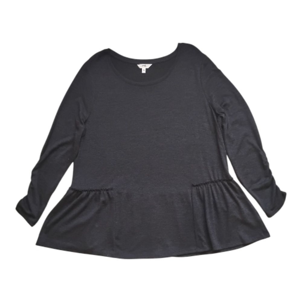 Women 14W Terra & Sky Black Slimming Top Stretchy Light Tunic Oversized Classic